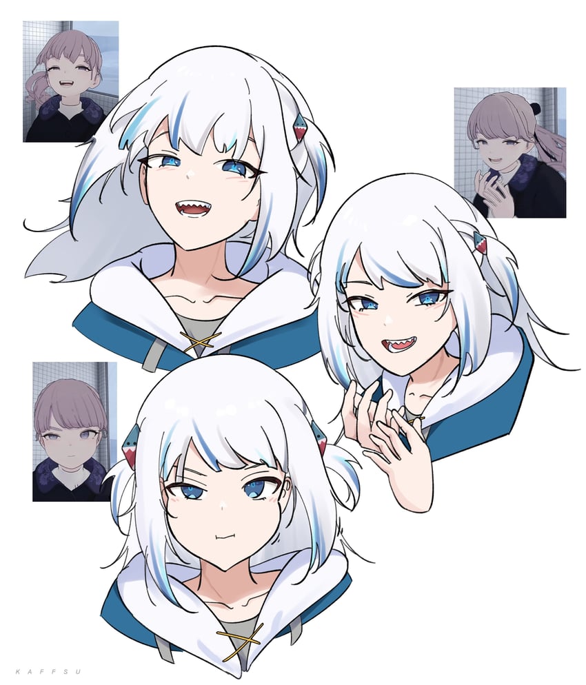 gawr gura and lapwing (hololive and 2 more) drawn by kaffsu