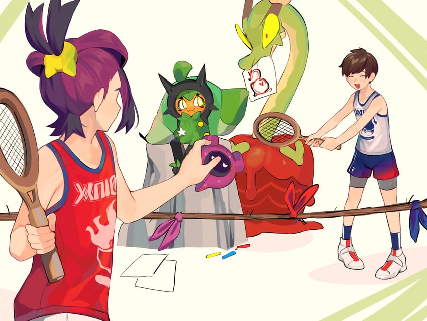 kieran, florian, ogerpon, hydrapple, and pecharunt (pokemon and 1 more) drawn by vank_le
