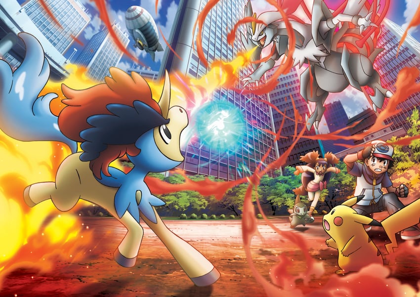 pikachu, ash ketchum, iris, axew, kyurem, and 2 more (pokemon and 2 more)