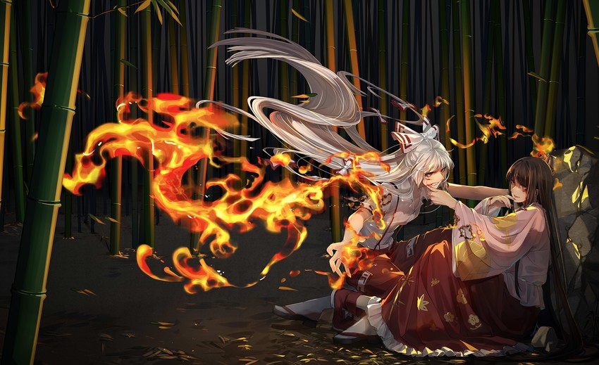 fujiwara no mokou and houraisan kaguya (touhou) drawn by houraisan_chouko