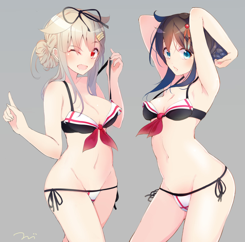 shigure, yuudachi, shigure kai ni, and yuudachi kai ni (kantai collection) drawn by tebi_(tbd11)