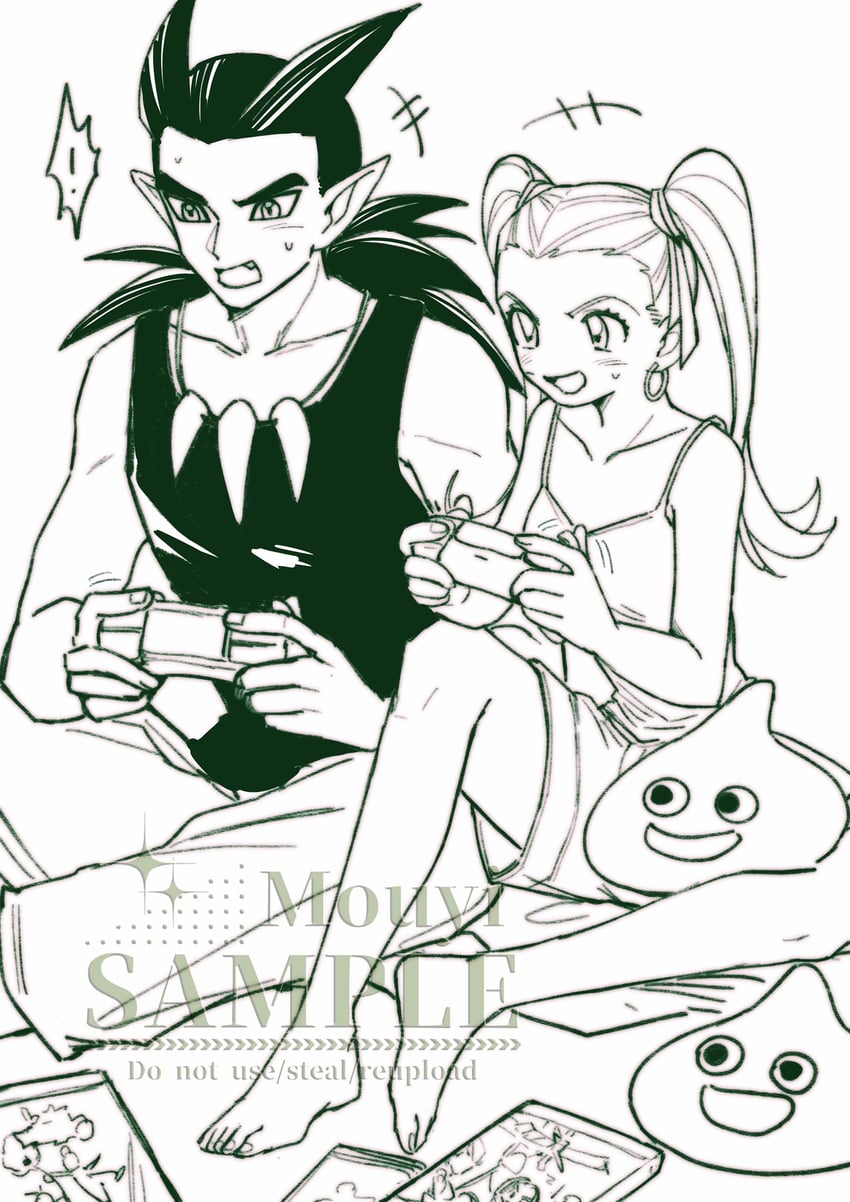 slime, sidoh, and female builder (dragon quest and 1 more) drawn by mouyi