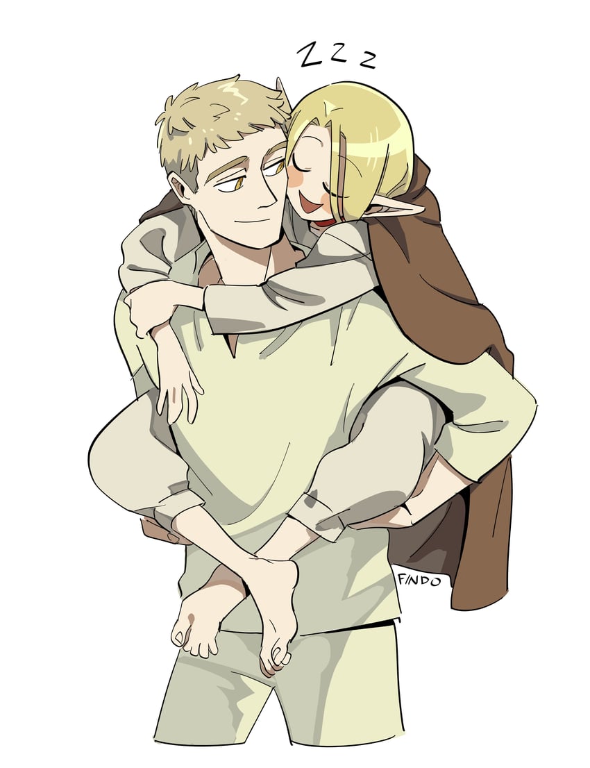 marcille donato and laios touden (dungeon meshi) drawn by findoworld
