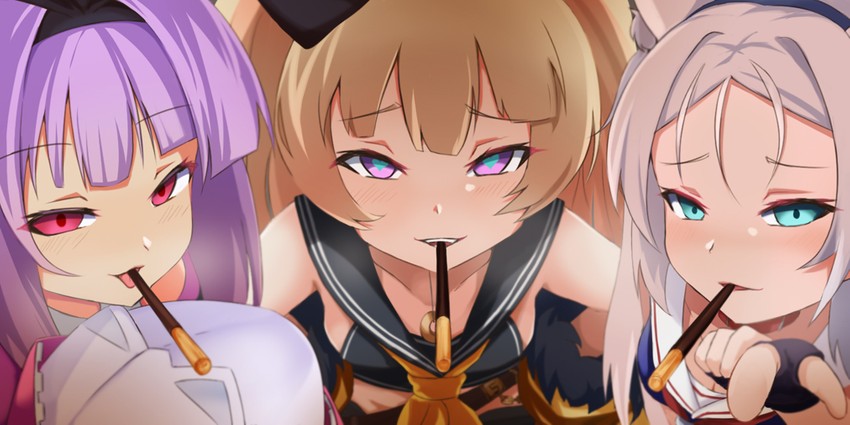 bache, sims, and hobby (azur lane) drawn by shimofuji_jun