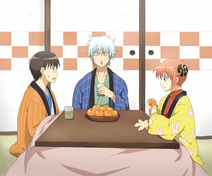 sakata gintoki, kagura, and shimura shinpachi (gintama) drawn by maruki_(punchiki)