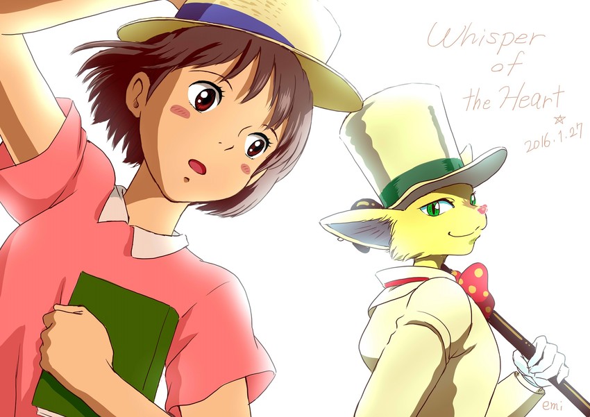 tsukishima shizuku and the baron (studio ghibli and 1 more) drawn by emi_(green_wave)