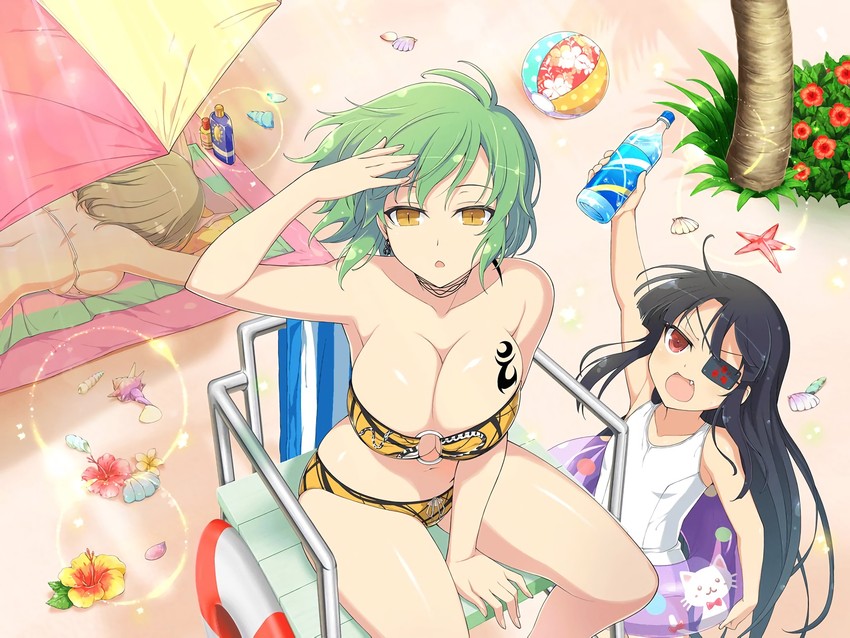 hikage, haruka, and mirai (senran kagura and 1 more) drawn by yaegashi_nan