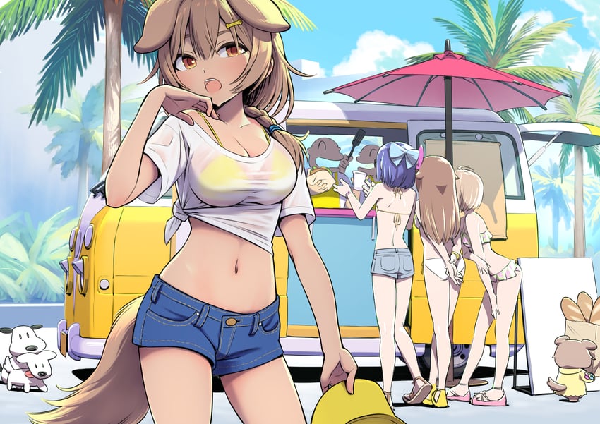 inugami korone, tokino sora, a-chan, listener, hoso-inu, and 2 more (hololive) drawn by sabaku_chitai