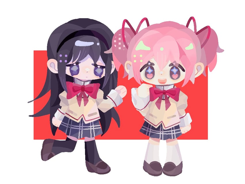 akemi homura and kaname madoka (mahou shoujo madoka magica) drawn by matoka7