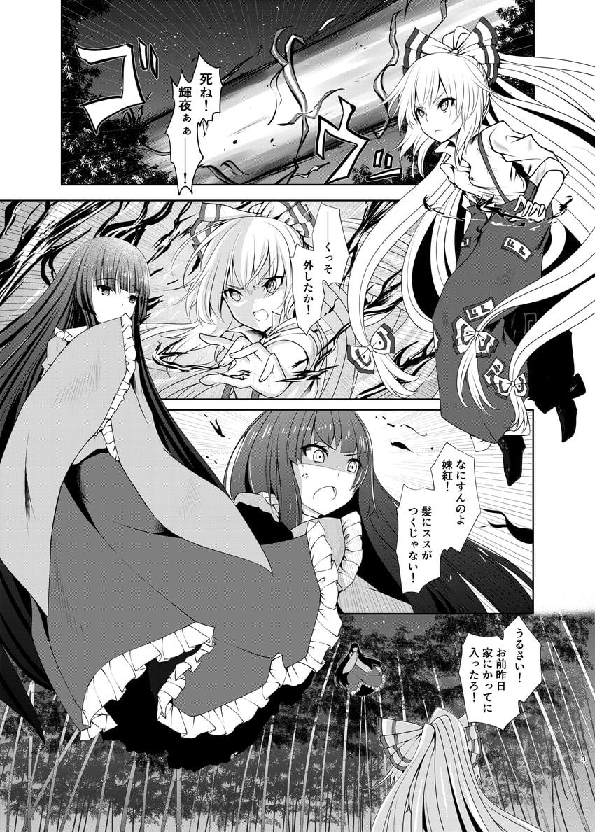 fujiwara no mokou and houraisan kaguya (touhou) drawn by kitora_(kisekinonameko)