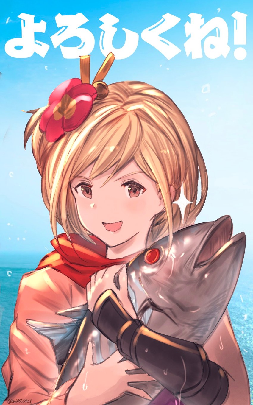 djeeta, kengo, and bonito (granblue fantasy) drawn by milli_little