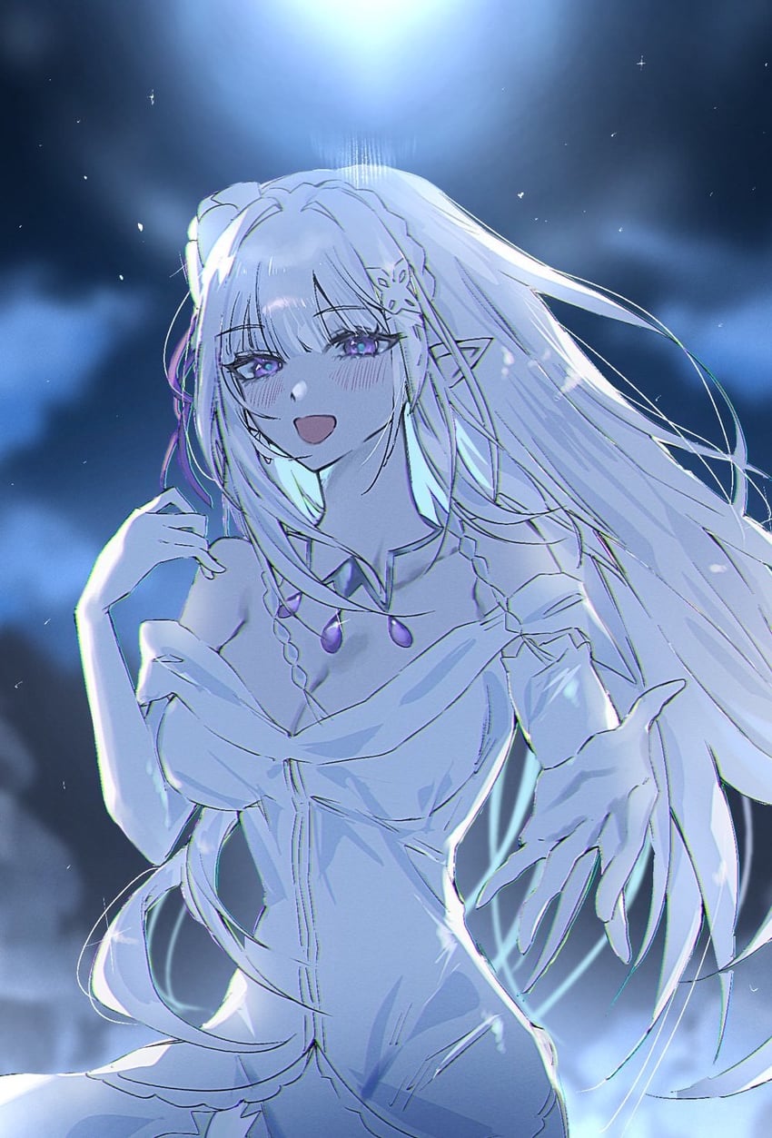 emilia (re:zero kara hajimeru isekai seikatsu) drawn by hanaomaru1