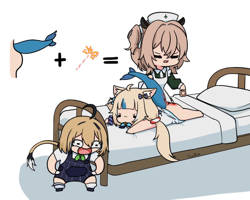 nimi nightmare, sameko saba, and dooby (indie virtual youtuber) drawn by torororose