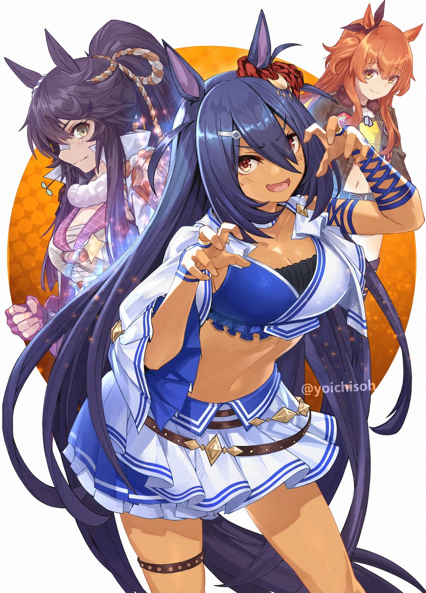mayano top gun, narita brian, and hishi amazon (umamusume) drawn by itou_youichi
