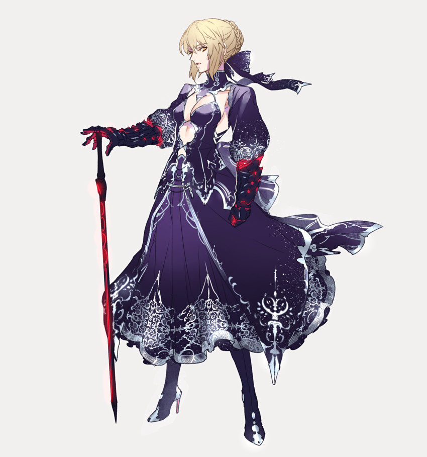 artoria pendragon and saber alter (fate and 1 more) drawn by tenobe