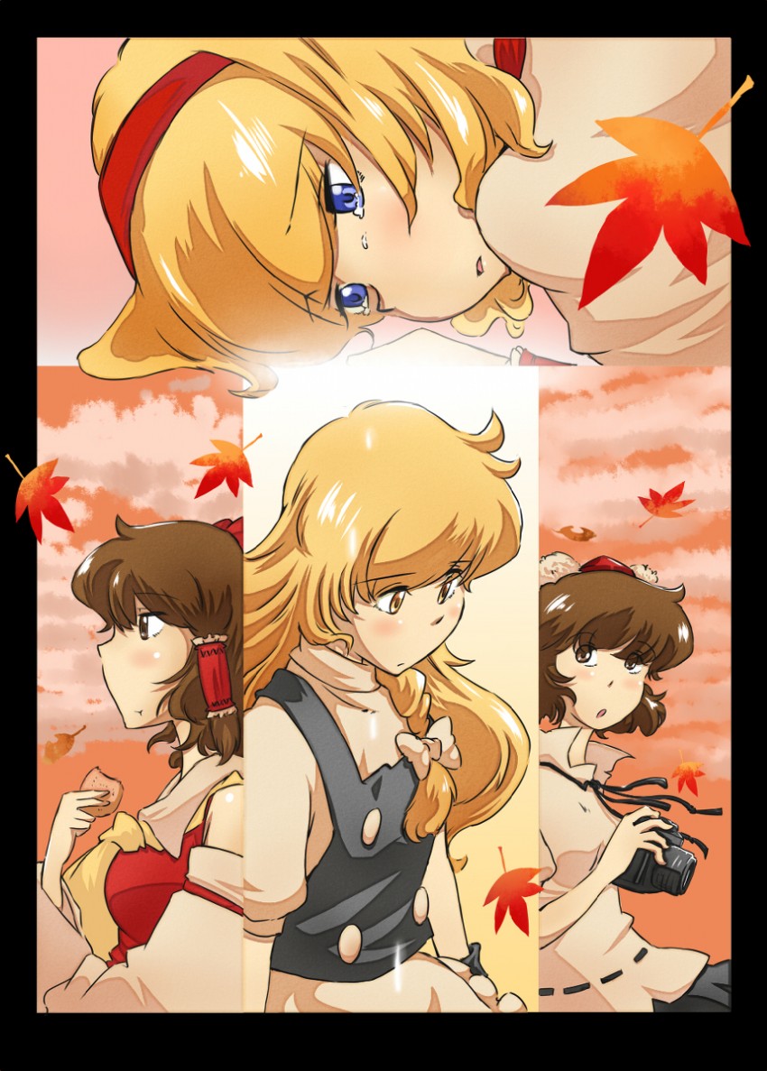 hakurei reimu, kirisame marisa, alice margatroid, and shameimaru aya (touhou) drawn by non_(z-art)