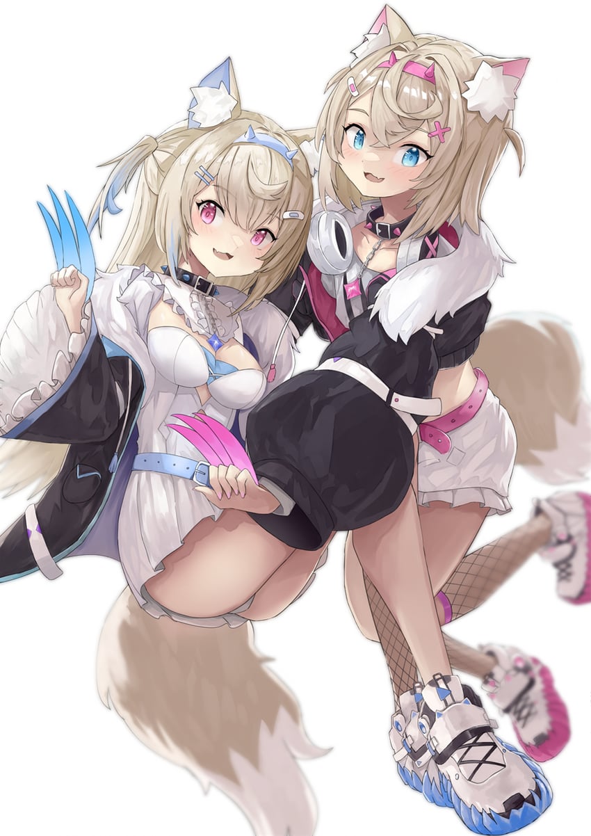 fuwawa abyssgard and mococo abyssgard (hololive and 1 more) drawn by mg42cat-k1ng