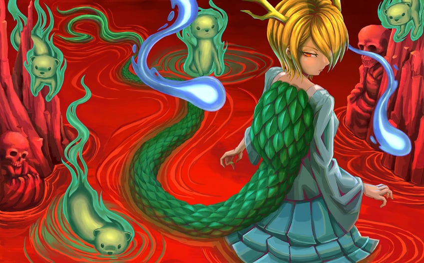 kicchou yachie and otter spirit (touhou and 1 more) drawn by ciapolilla