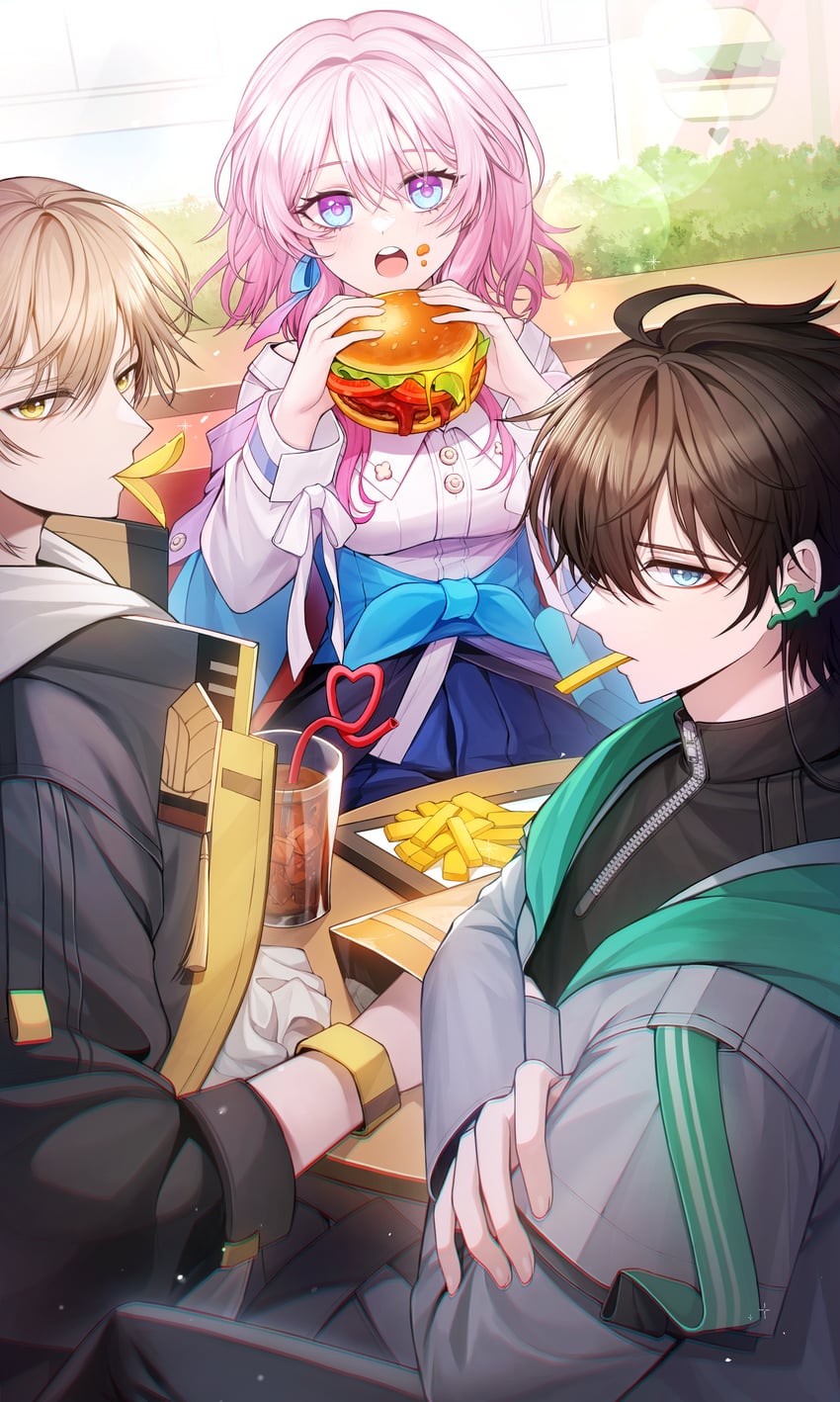 trailblazer, march 7th, caelus, and dan heng (honkai and 1 more) drawn by daengdaeng