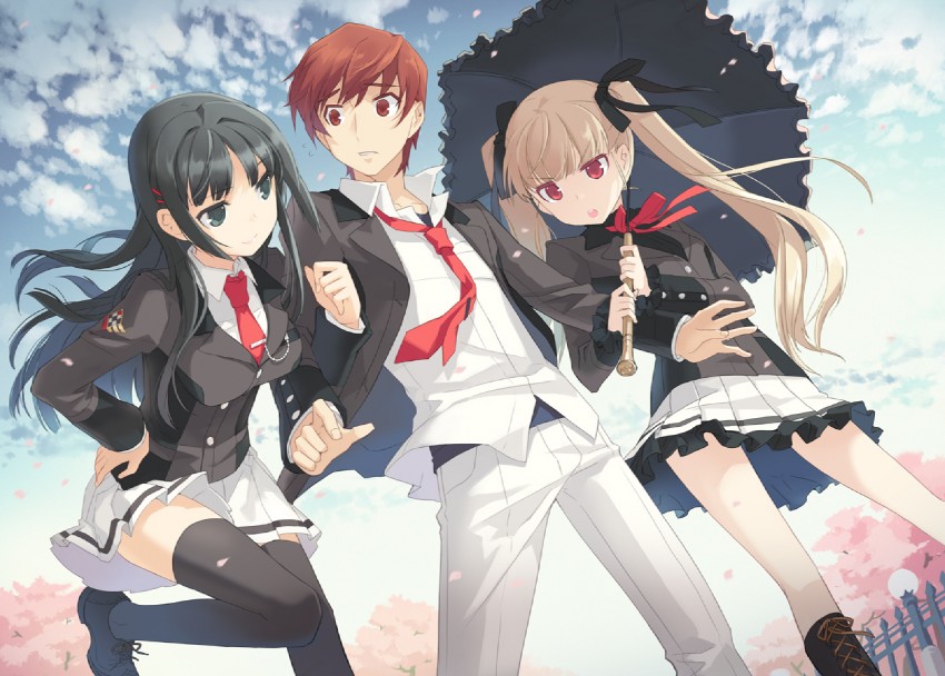 fushigino alice, tozawa koutarou, and kujouin kagami (ore to kanojo ga maou to yuusha de seitokaichou) drawn by h2so4