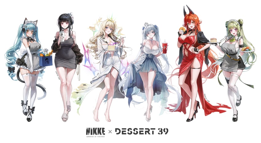 red hood, soda, privaty, d, cinderella, and 1 more (goddess of victory: nikke) drawn by meoyo