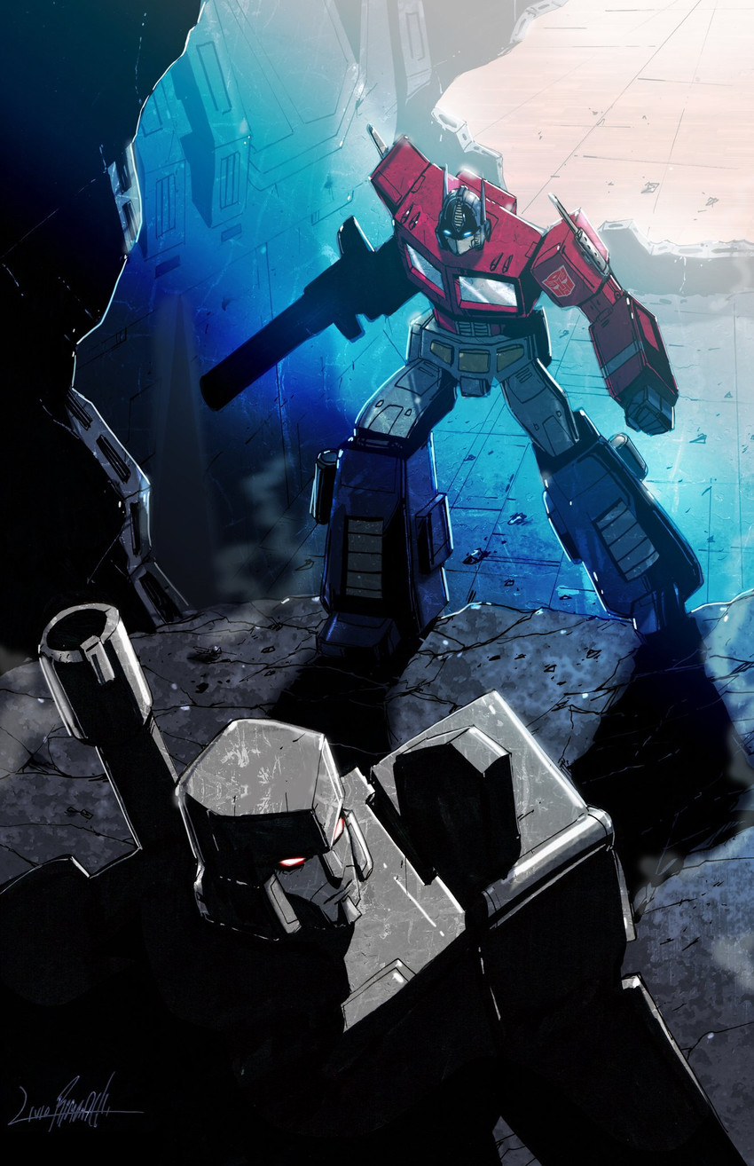 optimus prime and megatron (transformers and 1 more) drawn by livioramondelli