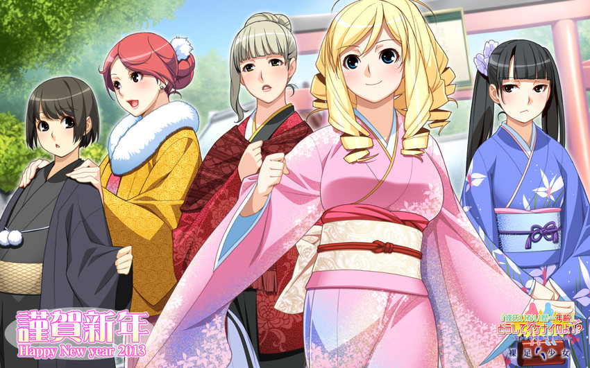 kujou ruri, kasane rinzu, aiura ichika, narushima natsuki, and narushima azuki (kareshi inai reki = nenrei) drawn by ino_(magloid)