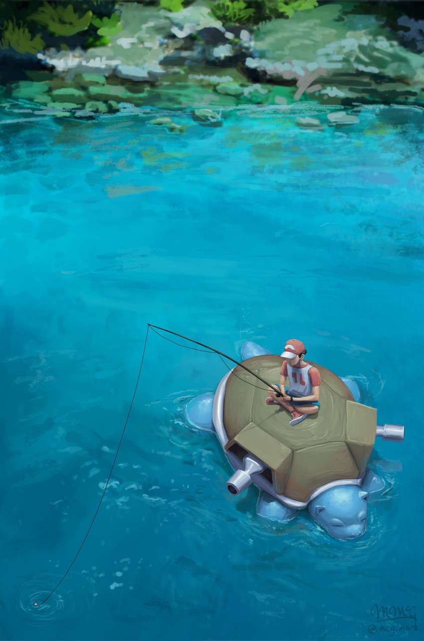 red and blastoise (pokemon and 1 more) drawn by mcgmark