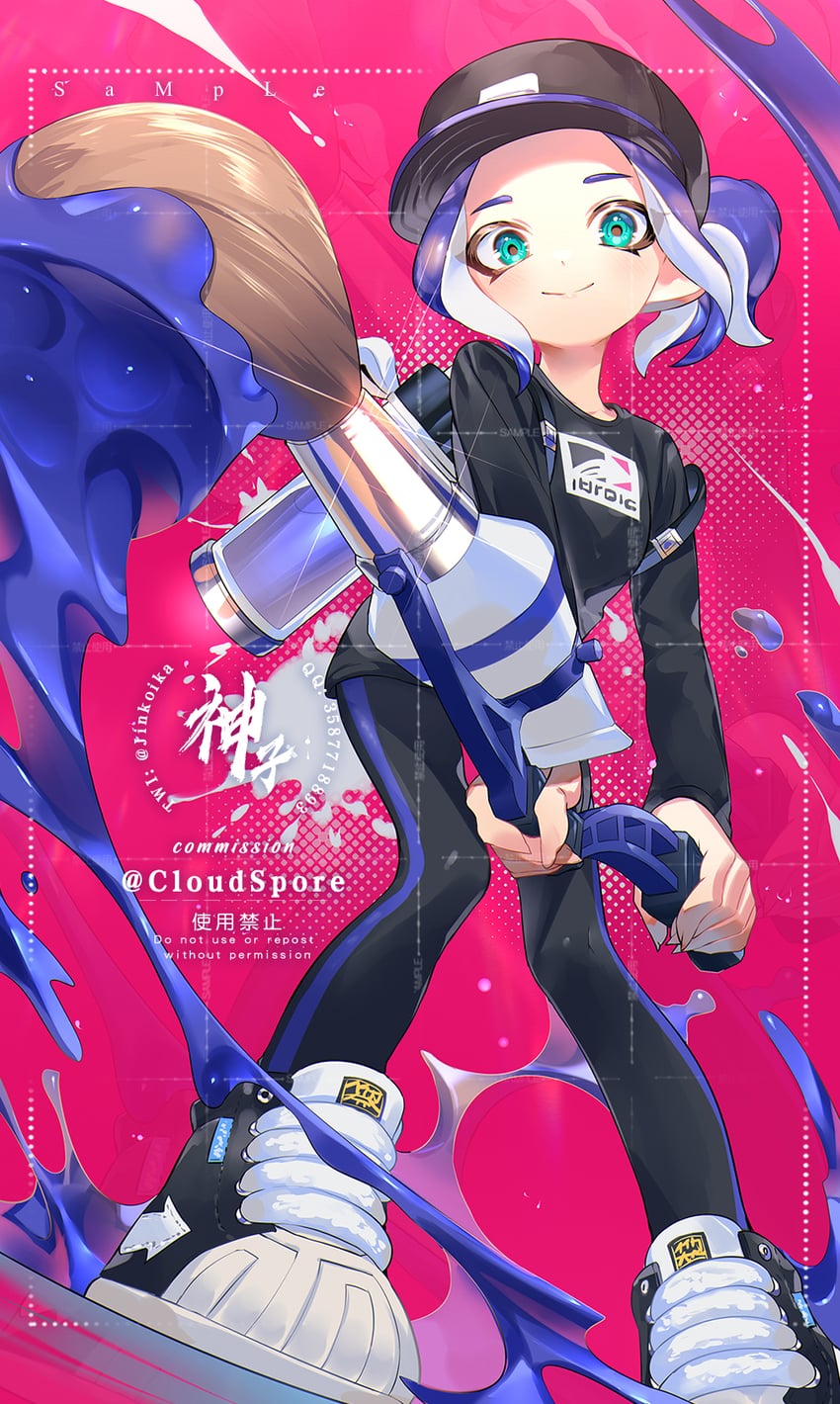 octoling player character and octoling girl (splatoon) drawn by jinkoika
