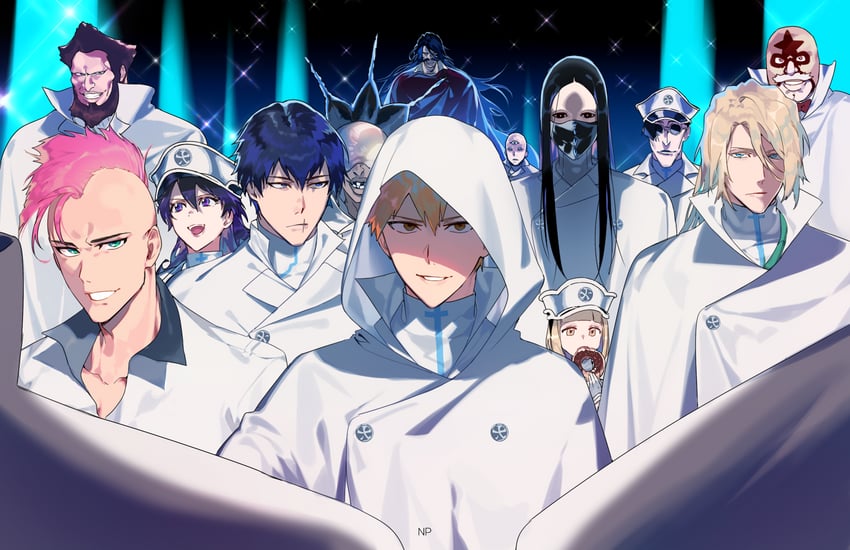 kurosaki ichigo, bambietta basterbine, liltotto lamperd, yhwach, as nodt, and 8 more (bleach and 1 more) drawn by enpissi