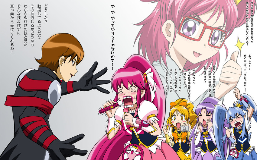 yumehara nozomi, shirayuki hime, aino megumi, oomori yuuko, cure lovely, and 5 more (precure and 2 more) drawn by fuchi_(nightmare)