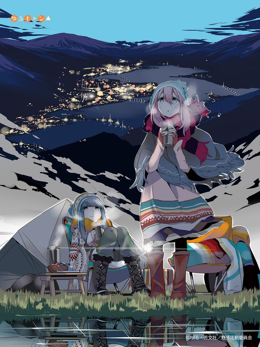 shima rin and kagamihara nadeshiko (yurucamp) drawn by afro_(kngotezo)