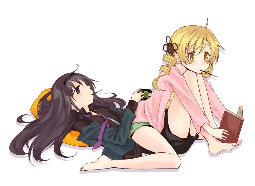 akemi homura and tomoe mami (mahou shoujo madoka magica) drawn by myama