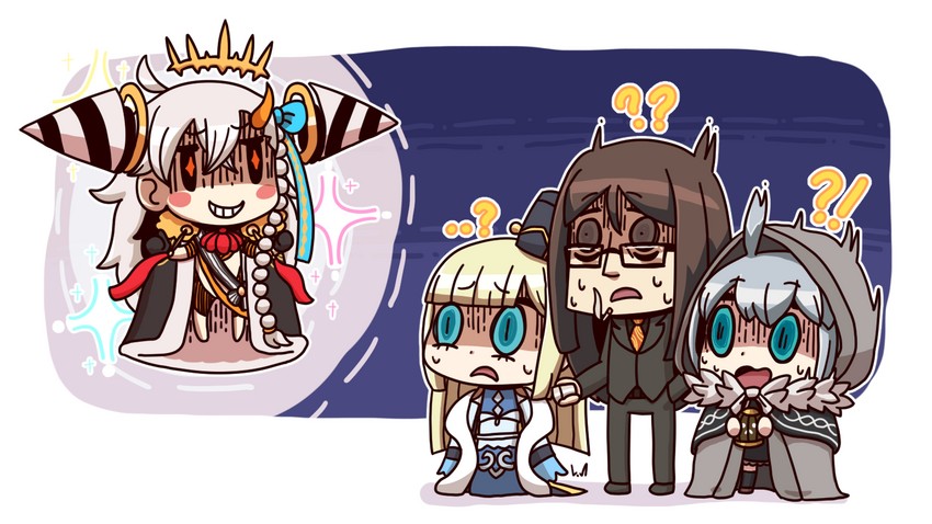 waver velvet, reines el-melloi archisorte, lord el-melloi ii, olga marie animusphere, gray, and 2 more (fate and 1 more) drawn by l.n