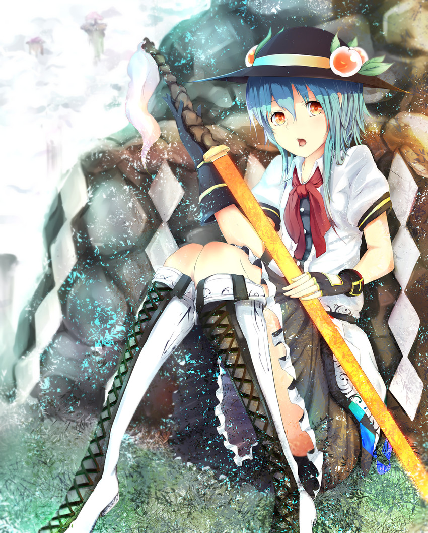 hinanawi tenshi (touhou and 1 more) drawn by marumoru