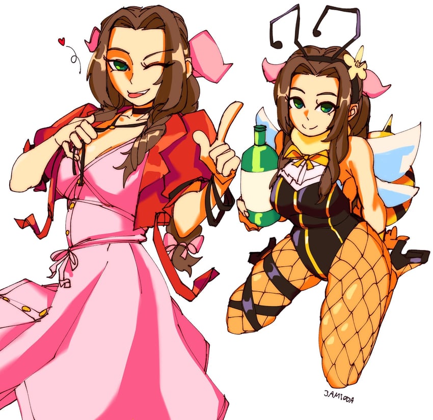 aerith gainsborough (final fantasy and 1 more) drawn by 3amsoda