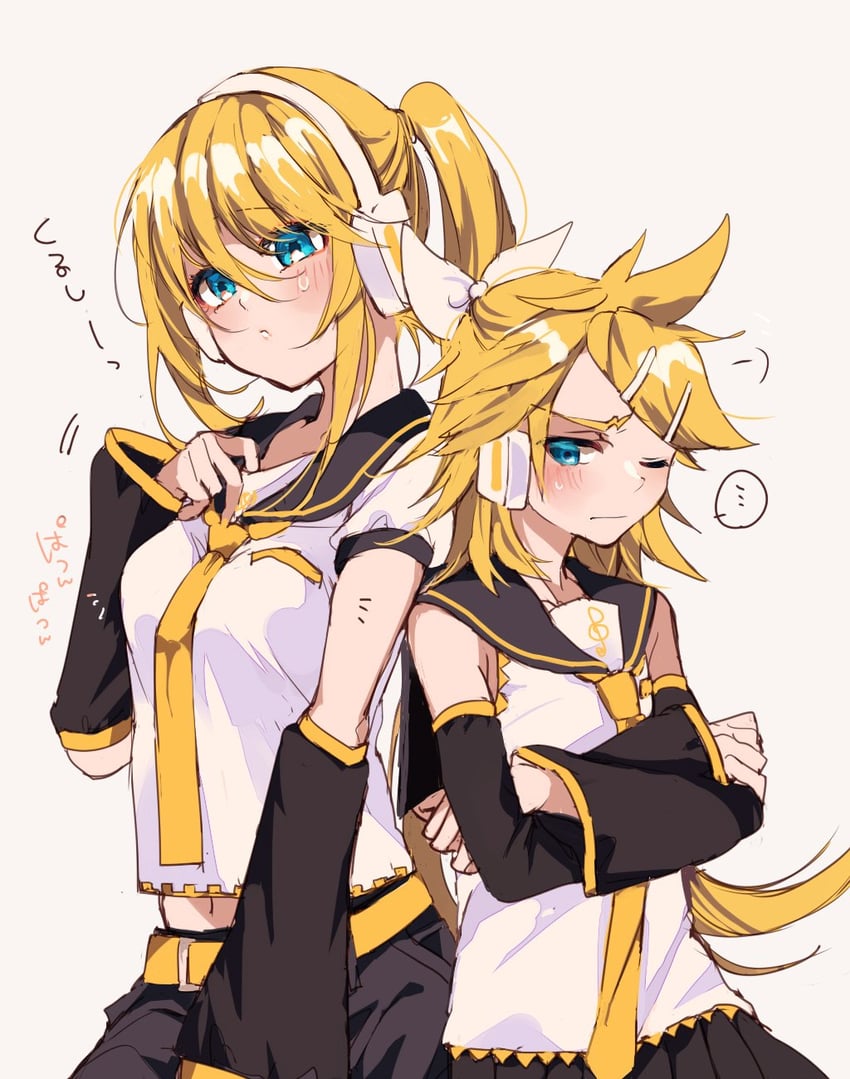 kagamine rin and kagamine len (vocaloid) drawn by mimi_mine