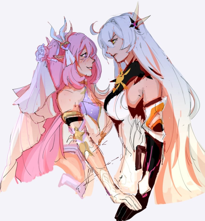 kiana kaslana and elysia (honkai and 1 more) drawn by cellysticks