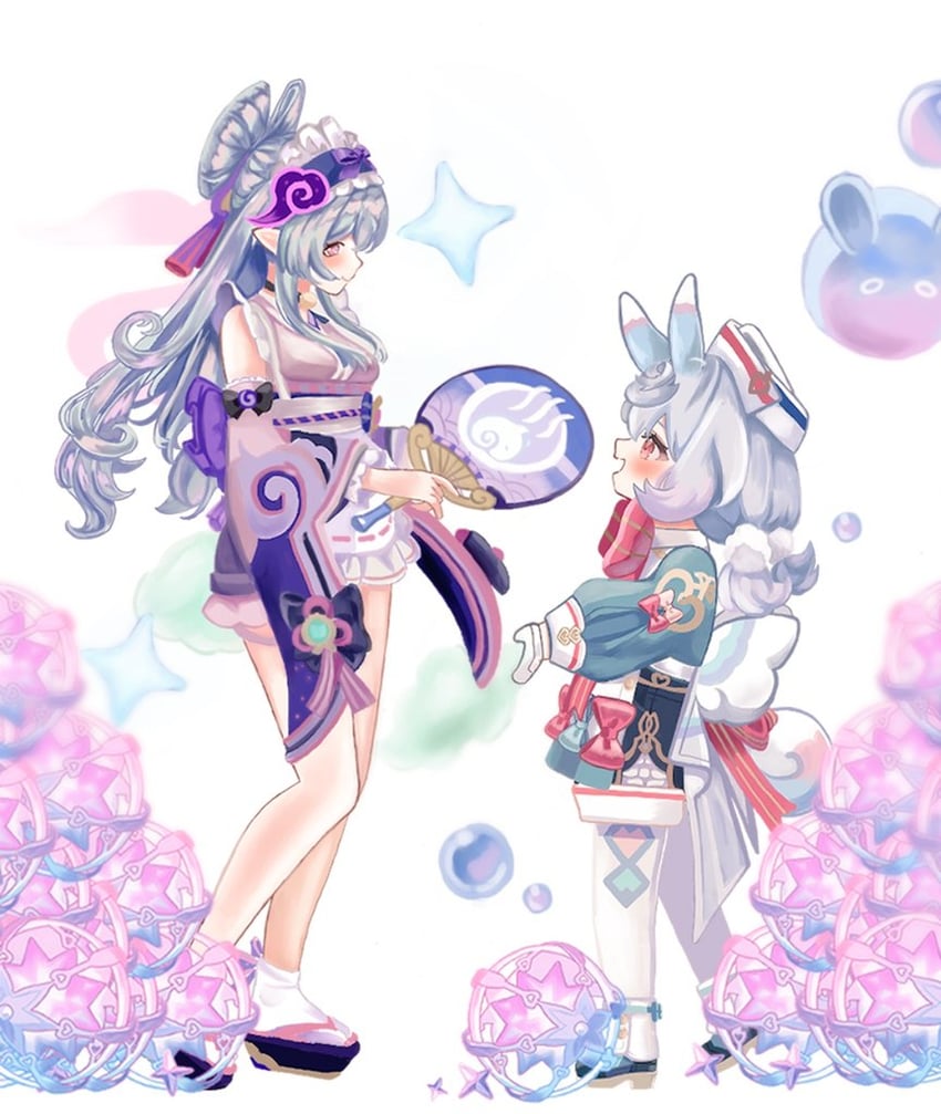 sigewinne and yumemizuki mizuki (genshin impact) drawn by meari_(mearr_lii)