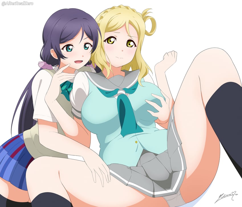 tojo nozomi and ohara mari (love live! and 2 more) drawn by alterrealzero