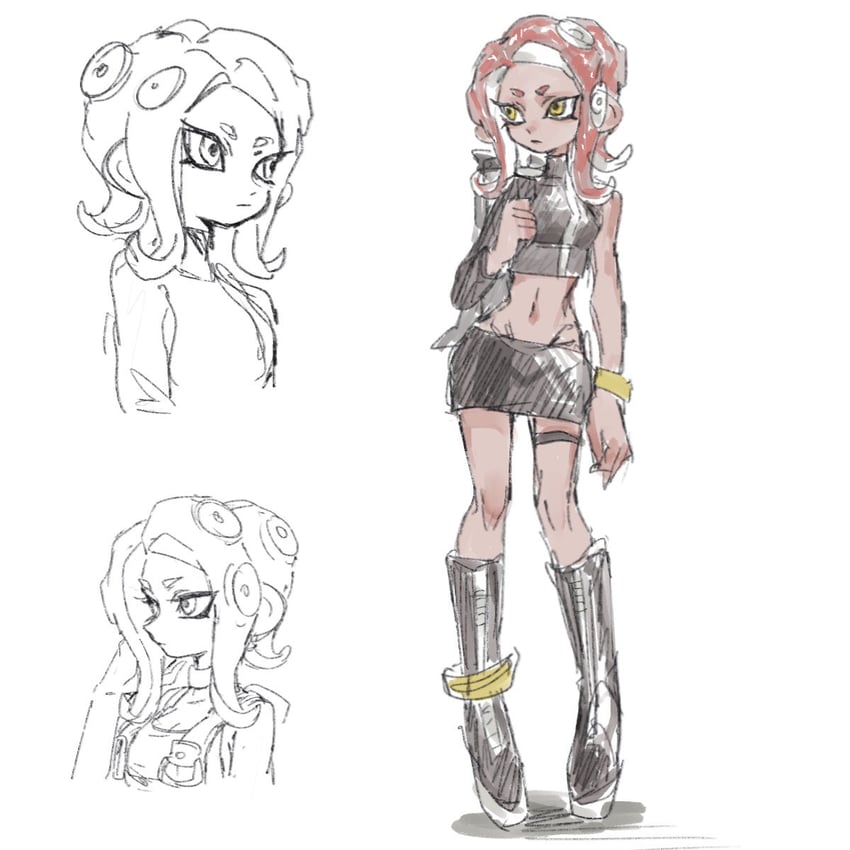 octoling player character, octoling girl, and agent 8 (splatoon and 4 more) drawn by gucandiyi52092