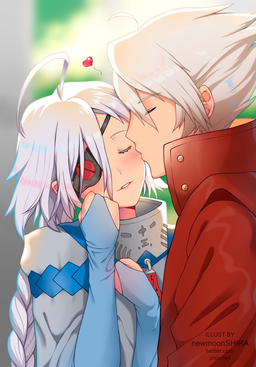 ragna the bloodedge and nu-13 (blazblue) drawn by newmoonshira