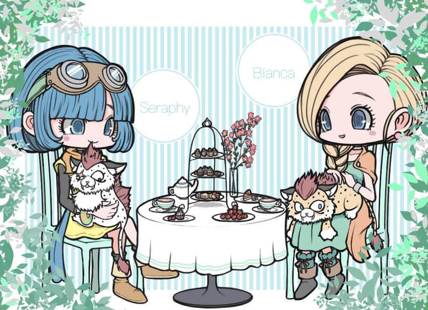 bianca, borongo, seraphy, great sabrecub, and chome (dragon quest and 2 more) drawn by daydream1201