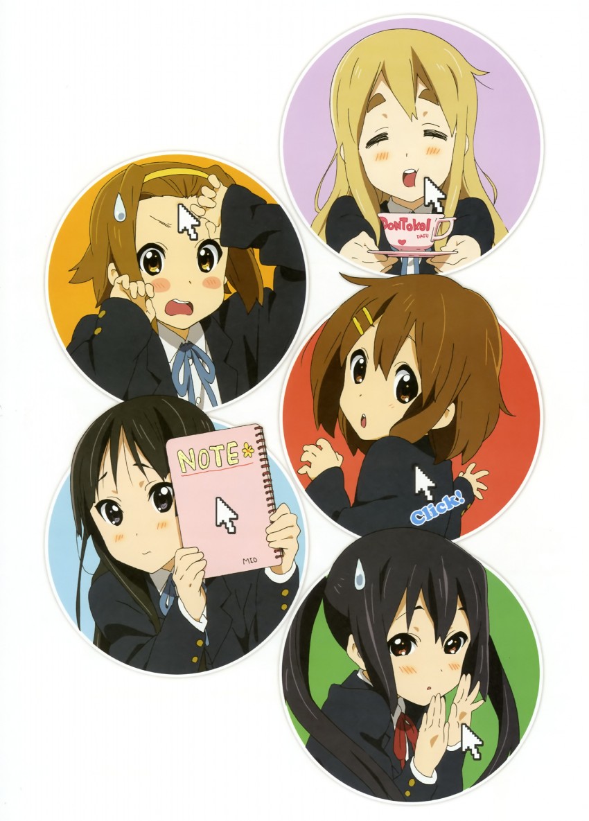 akiyama mio, nakano azusa, hirasawa yui, tainaka ritsu, and kotobuki tsumugi (k-on!) drawn by horiguchi_yukiko