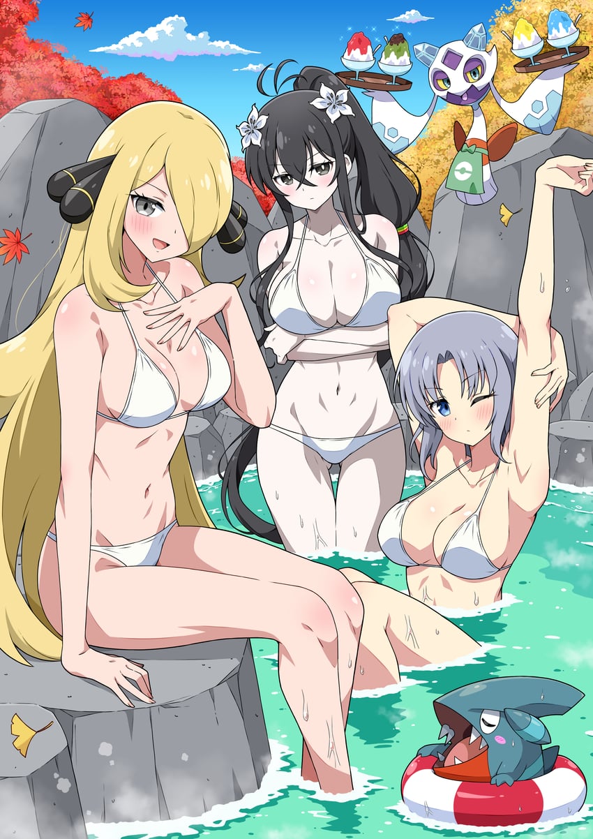 cynthia, yumi, froslass, gible, and fubuki (pokemon and 3 more) drawn by eggman_(ni_tamagoex)
