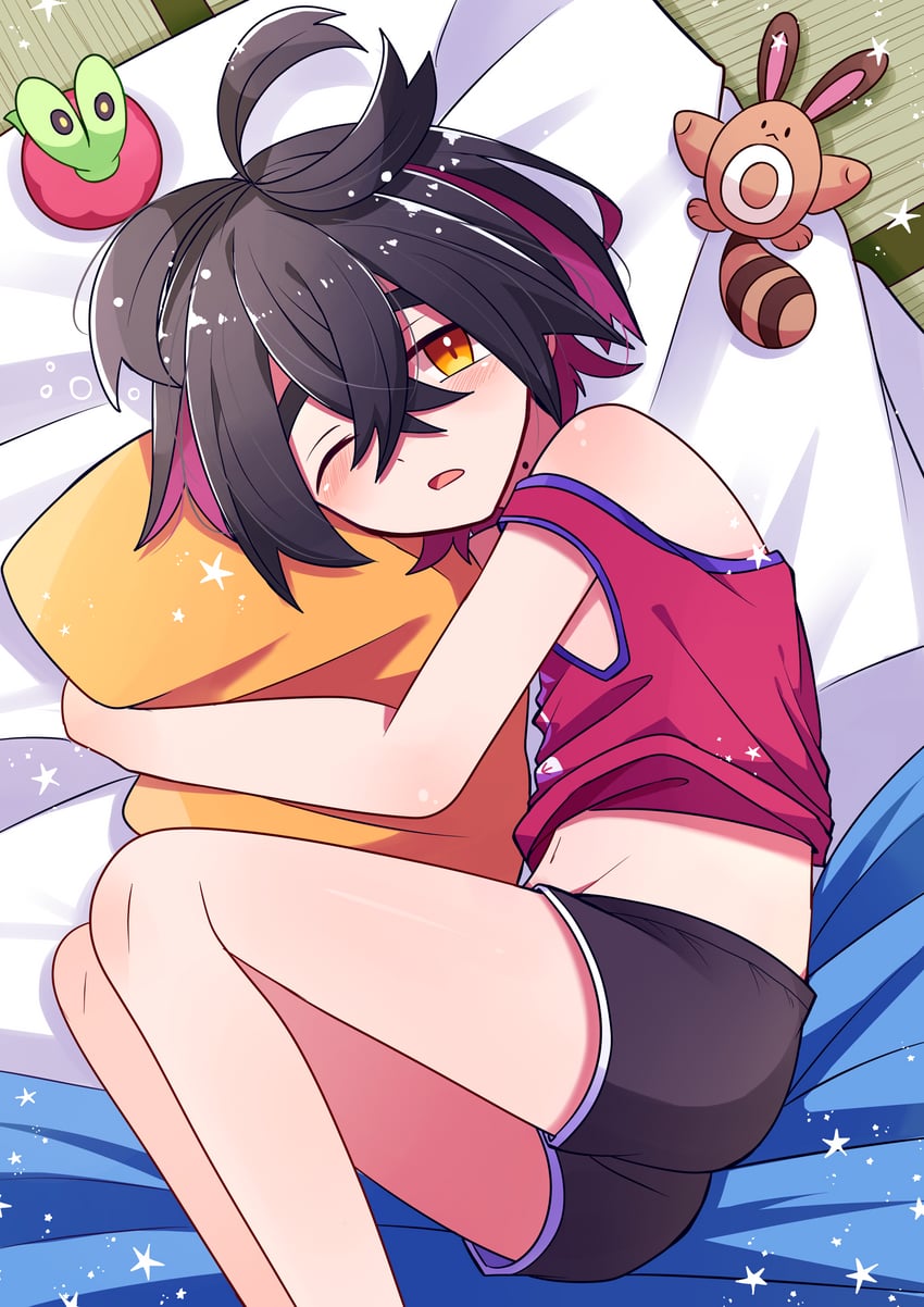 kieran, applin, and sentret (pokemon and 1 more) drawn by motiumai