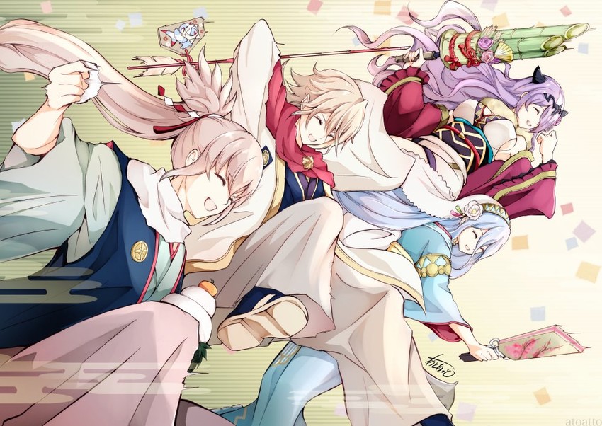 camilla, male corrin, takumi, and azura (fire emblem and 2 more) drawn by atoatto