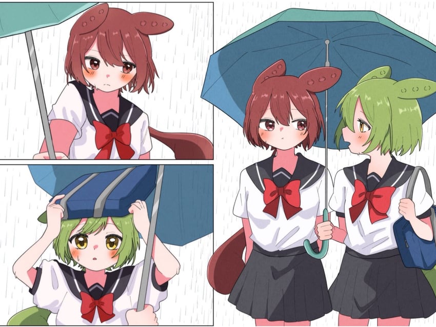 zundamon and ankomon (voiceroid and 1 more) drawn by haru_maron