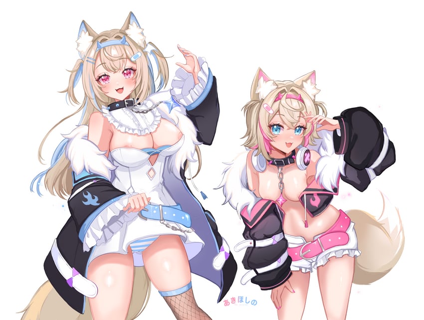 fuwawa abyssgard and mococo abyssgard (hololive and 1 more) drawn by aki_hoshino
