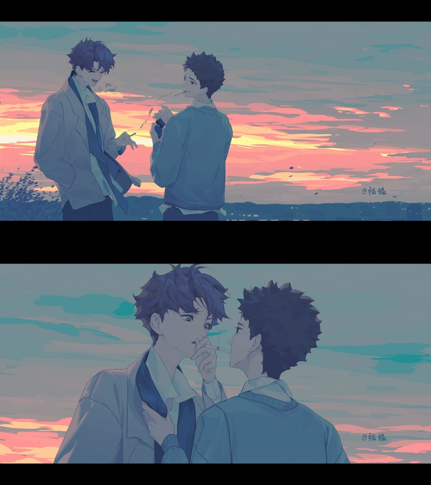 oikawa tooru and iwaizumi hajime (haikyuu!!) drawn by jiyun0805